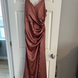 Revelry Rory Satin Dress in Desert Rose